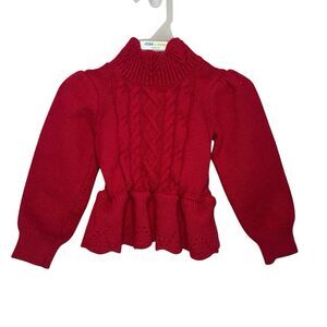 Janie and Jack Red Cable Knit Sweater